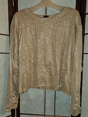 Agnes & Dora Metallic Gold Long Sleeve Top